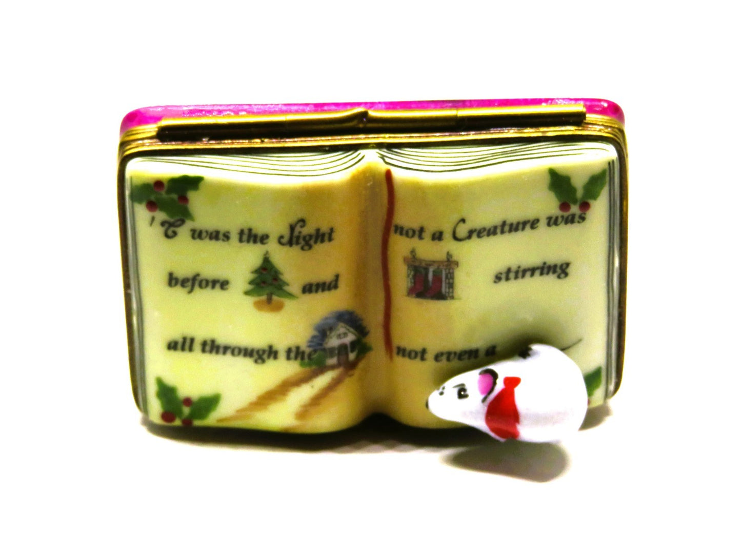 LIMOGES FRANCE BOX - ROCHARD - "TWAS THE NIGHT BEFORE CHRISTMAS" BOOK & 3D MOUSE