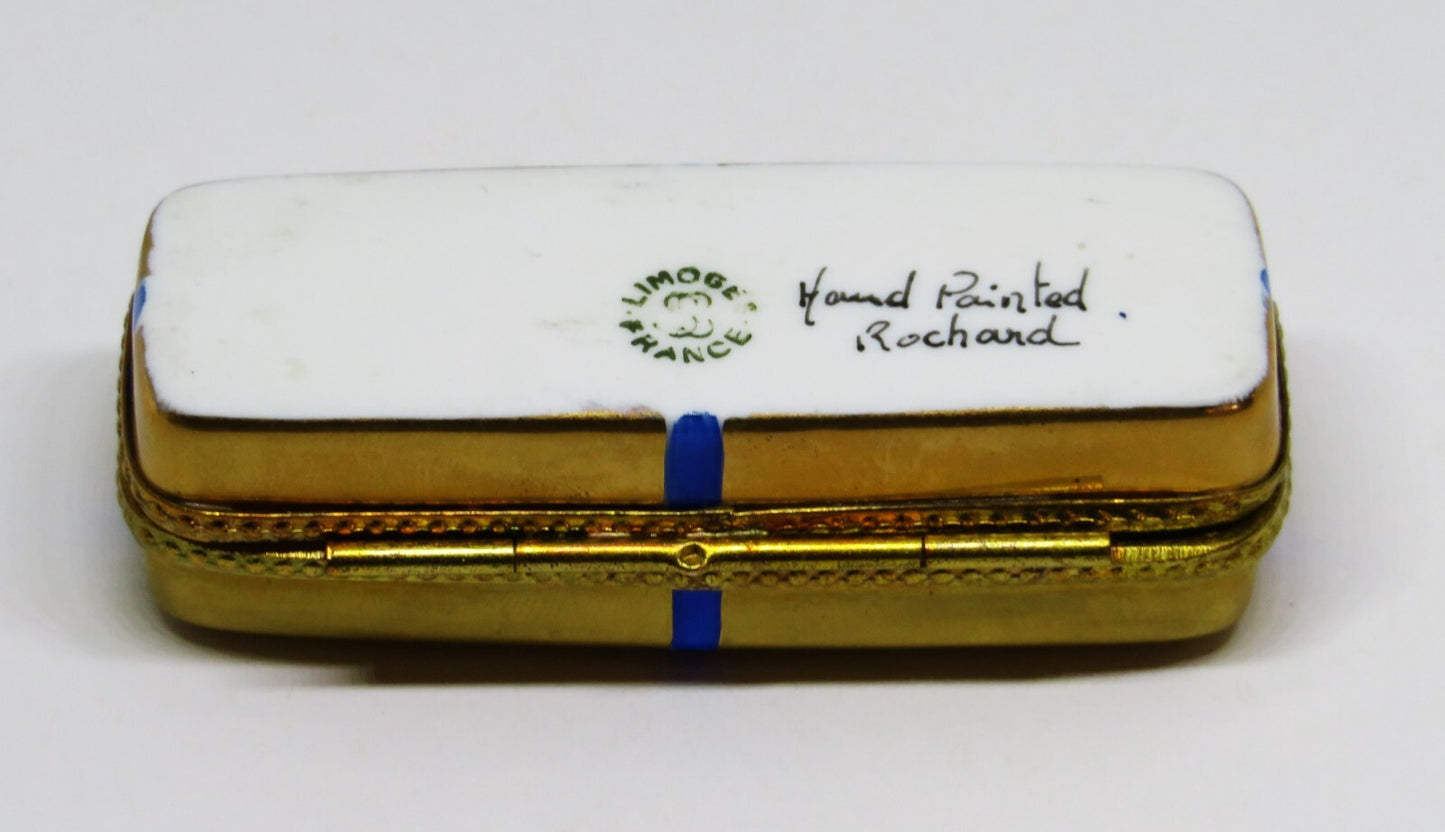 LIMOGES BOX ~ ROCHARD ~ GIFT BOX & BOW ~ BOUQUET OF RED ROSES - ANNIVERSARY