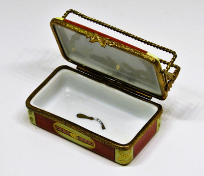 LIMOGES FRANCE BOX - SHOE BOX & DISPLAY RACK & PAIR OF MEN'S SHOES - SHOE HORN