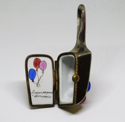 LIMOGES FRANCE BOX ~ VINTAGE 'CHROME' SCOOP & CANDY ~ BALLOONS ~ PEINT MAIN