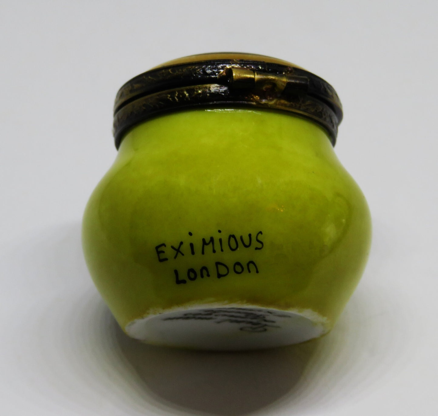 LIMOGES FRANCE BOX - EXIMIOUS - JAR OF DIJON FRENCH MUSTARD & SPOON - CONDIMENTS