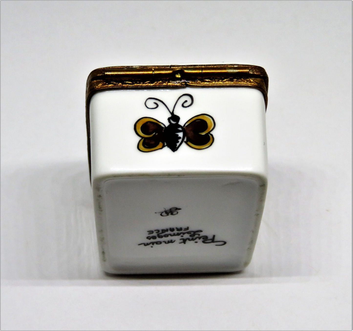 LIMOGES FRANCE BOX - BUTTERFLY & DRAGONFLY RECTANGLE - BUTTERFLY CLASP - INSECTS