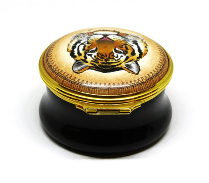 HALCYON DAYS ENAMEL BOX - PRINCETON UNIVERSITY -TIGER MASCOT- LATIN SEAL & MOTTO