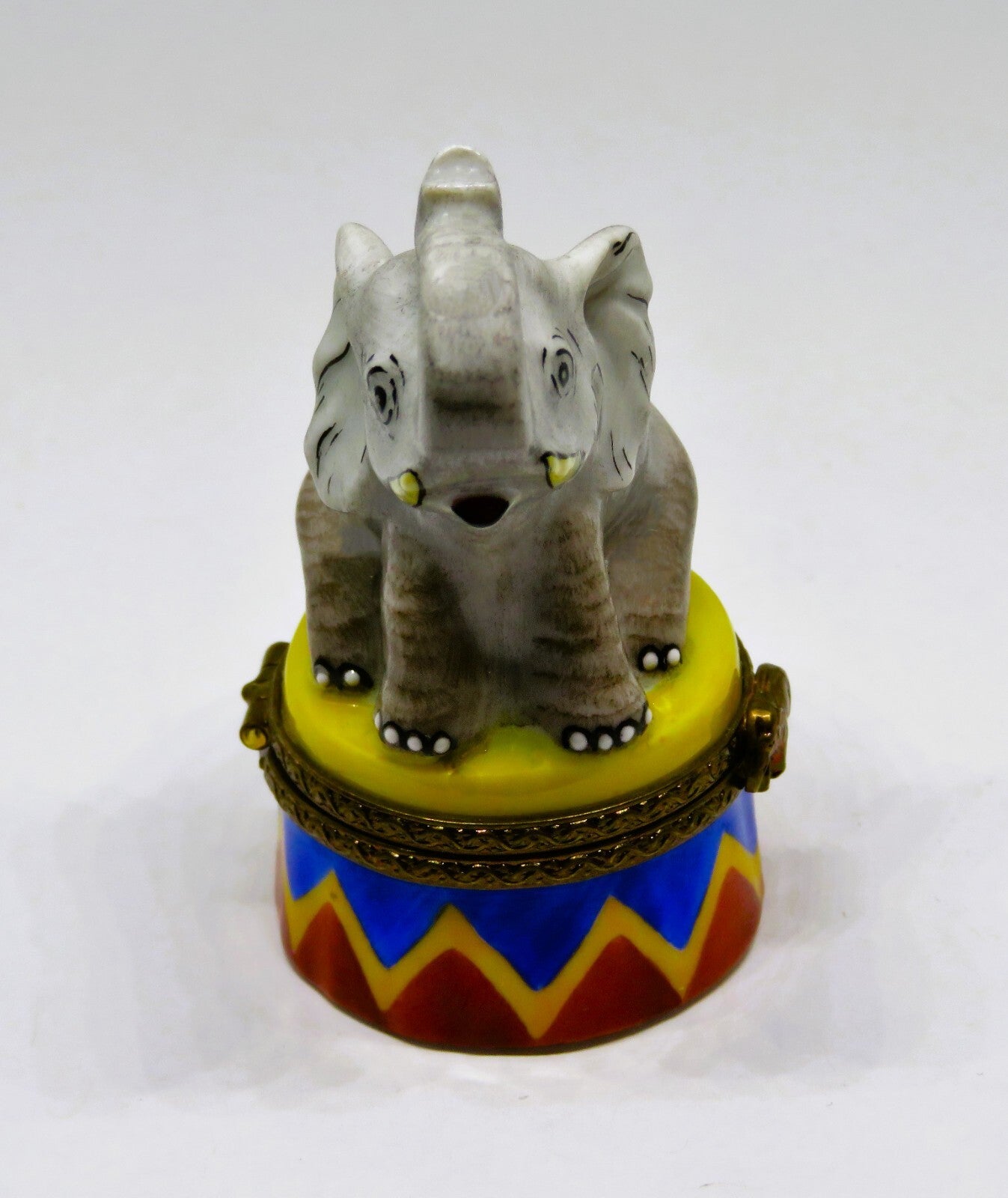 LIMOGES FRANCE BOX ~ PARRY-VIEILLE ~ CIRCUS ELEPHANT & STAND ~ PEINT MAIN