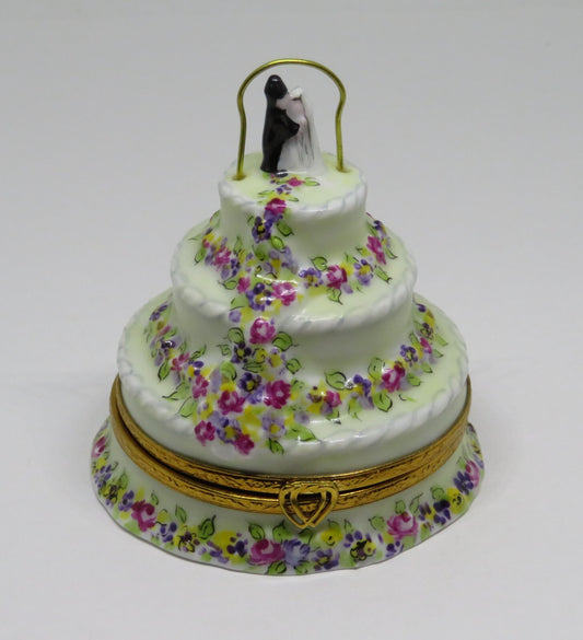 LIMOGES BOX - ARTORIA - WEDDING CAKE & METAL ARCH - BRIDE & GROOM - FLOWERS - LE