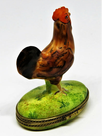 LIMOGES FRANCE BOX - LIMOGES IMPORTS - ROOSTER - CHICKEN ON NEST INSIDE - FOWL