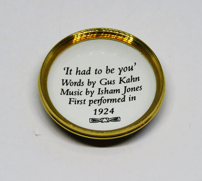 HALCYON DAYS ENAMEL BOX - "IT HAD TO BE YOU" - COUPLE ON A CRUISE SHIP - MUSIC
