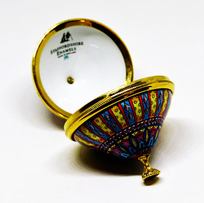 STAFFORDSHIRE ENAMELS BOX - SPINNING TOP -CHILD'S TOY- KALEIDOSCOPE DESIGN - MIB
