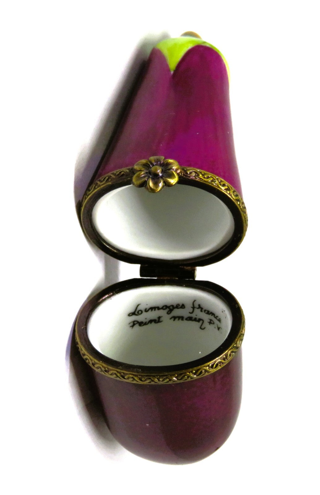 LIMOGES BOX ~ PARRY-VIEILLE ~ SMALL EGGPLANT ~AUBERGINE~ VEGETABLES ~ PEINT MAIN