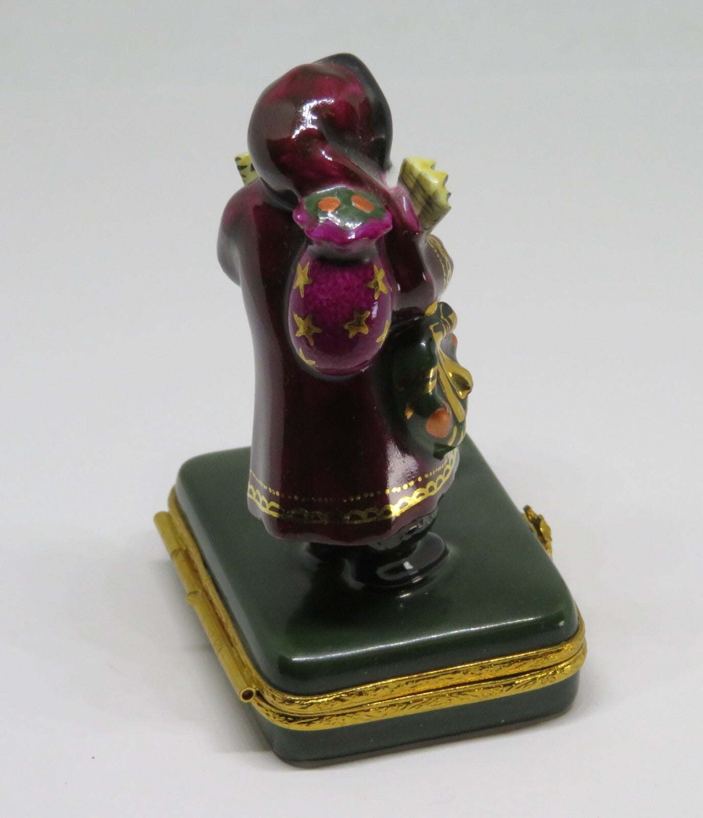 LIMOGES FRANCE BOX- CHRISTMAS - LYNN HANEY - "GLOBE SANTA CLAUS" - MAPS & WREATH