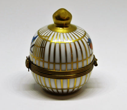 LIMOGES FRANCE BOX ~ EXIMIOUS ~ SONG BIRDS IN A ROUND CAGE ~ MUSICAL NOTES