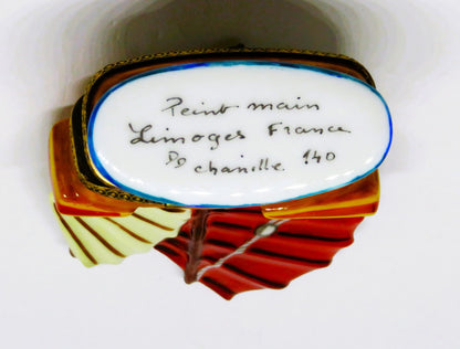 LIMOGES FRANCE BOX - CHANILLE - CHINESE JUNK BOAT - ASIAN SAILING SHIP - LE #140