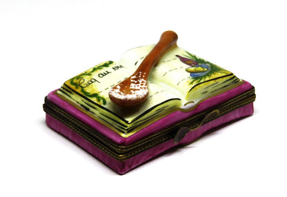 LIMOGES BOX - COOKBOOK & 'WOODEN' SPOON - COQ AU VIN RECIPE - CHICKEN & WINE