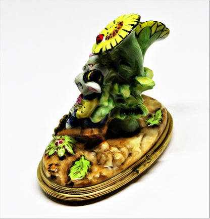 LIMOGES FRANCE BOX - MOUSE COUPLE & SUNFLOWERS - MICE IN LOVE - ANNVERSARY