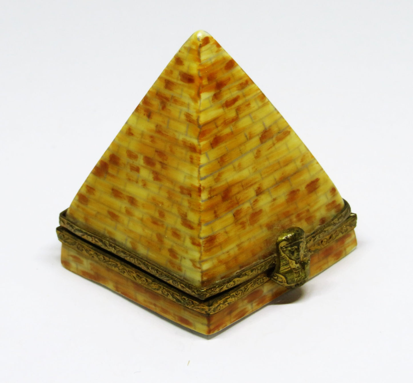 LIMOGES FRANCE BOX - RENAISSANCE GUILD - EGYPTIAN PYRAMID - PHARAOH'S HEAD CLASP