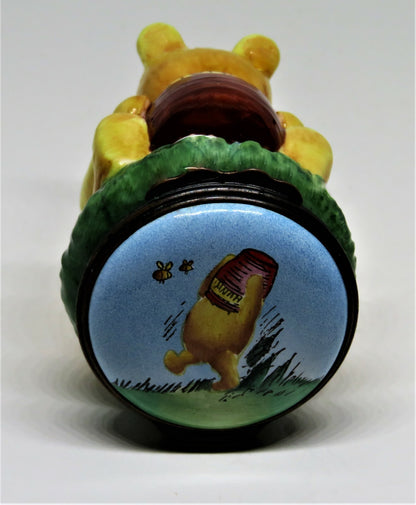 HALCYON DAYS ENAMEL BOX - WINNIE THE POOH & HUNNY POT BONBONNIERE - DISNEY
