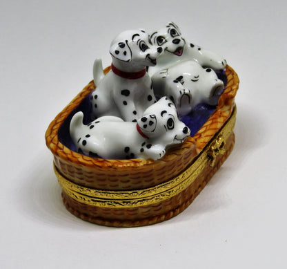 LIMOGES FRANCE BOX- ARTORIA - "101 DALMATIANS" - WALT DISNEY - DOGS - PUPPY - LE
