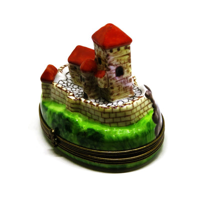 LIMOGES FRANCE BOX- PIERRE ARQUIE - CASTLE - FRENCH CHATEAU - FLEUR-DE-LIS CLASP