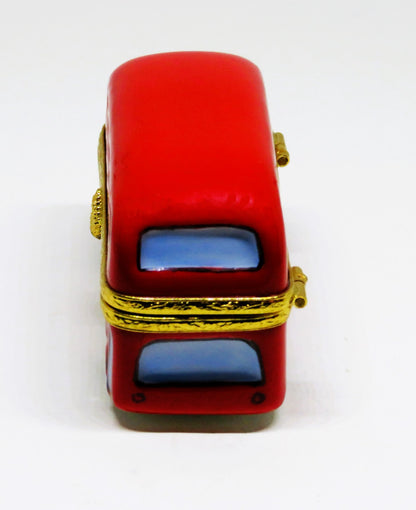 LIMOGES BOX ~ARTORIA~ "LONDON" ~ RED ENGLISH DOUBLE DECKER BUS - CROWN CLASP -LE