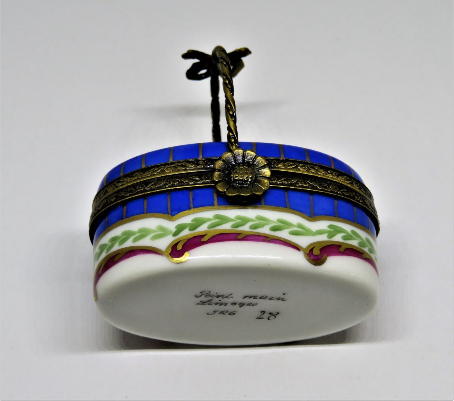 LIMOGES FRANCE BOX-  SEVRES STYLE FLORAL BASKET - FLOWERS - ROSES - FLOWER CLASP