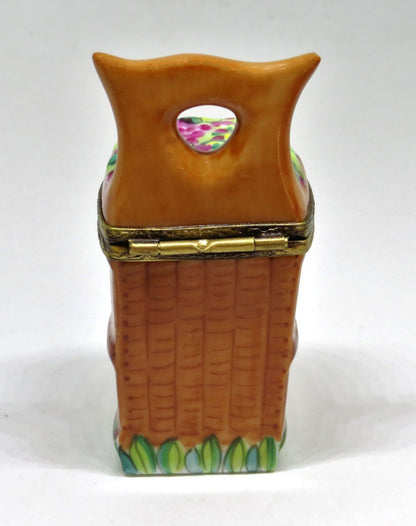 LIMOGES BOX - HARVEST GRAPE BASKET & BEE - REMOVABLE WINE BOTTLE - GUMP'S - RAP