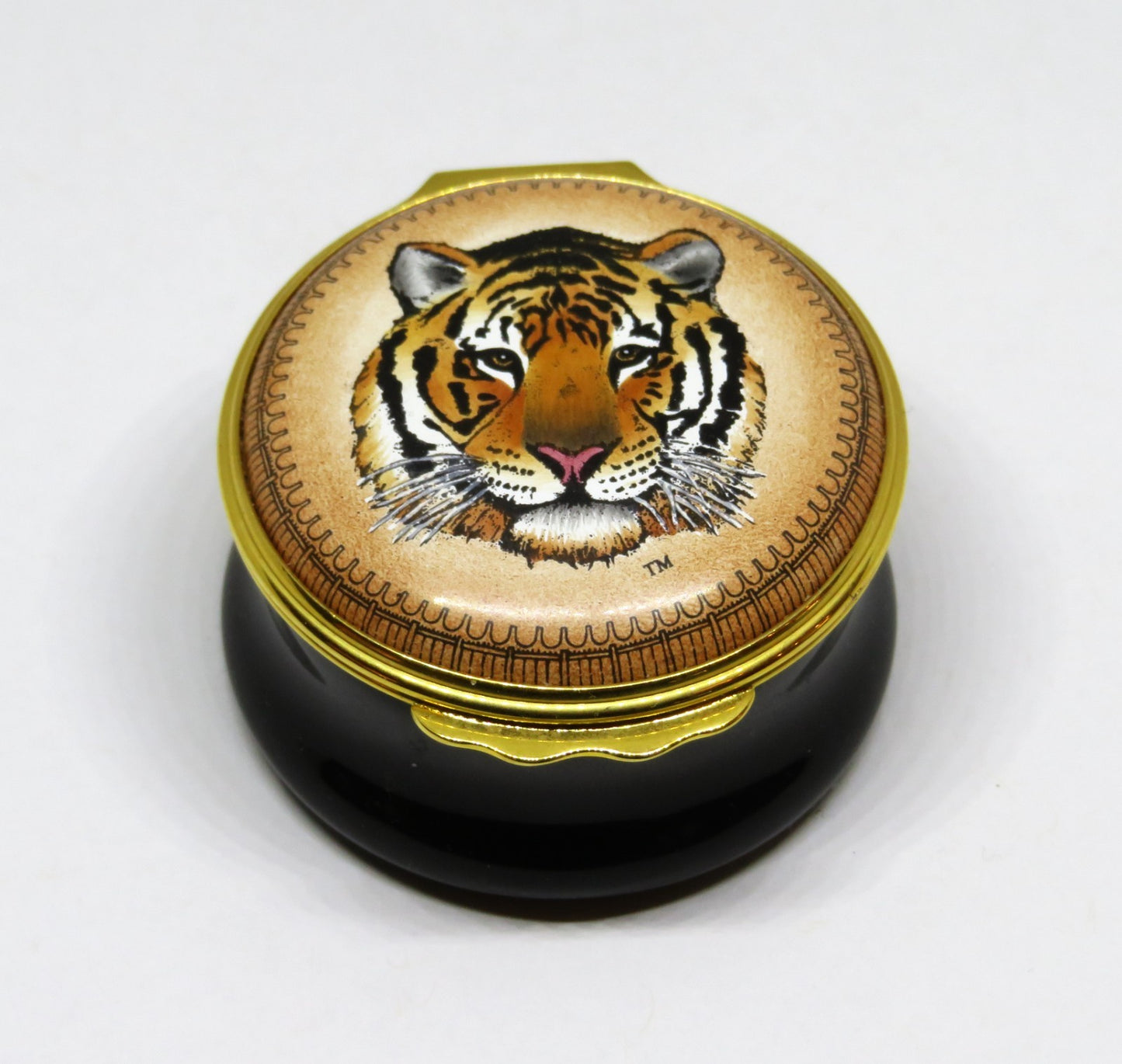 HALCYON DAYS ENAMEL BOX - PRINCETON UNIVERSITY -TIGER MASCOT- LATIN SEAL & MOTTO