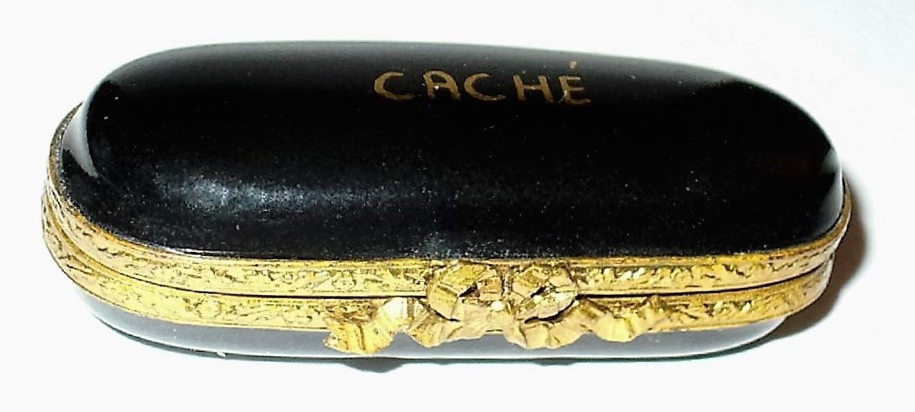LIMOGES FRANCE BOX~ CACHÉ EYEGLASS CASE & LADY'S SUNGLASSES & CLOTH ~PEINT MAIN