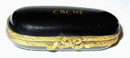 LIMOGES FRANCE BOX~ CACHÉ EYEGLASS CASE & LADY'S SUNGLASSES & CLOTH ~PEINT MAIN