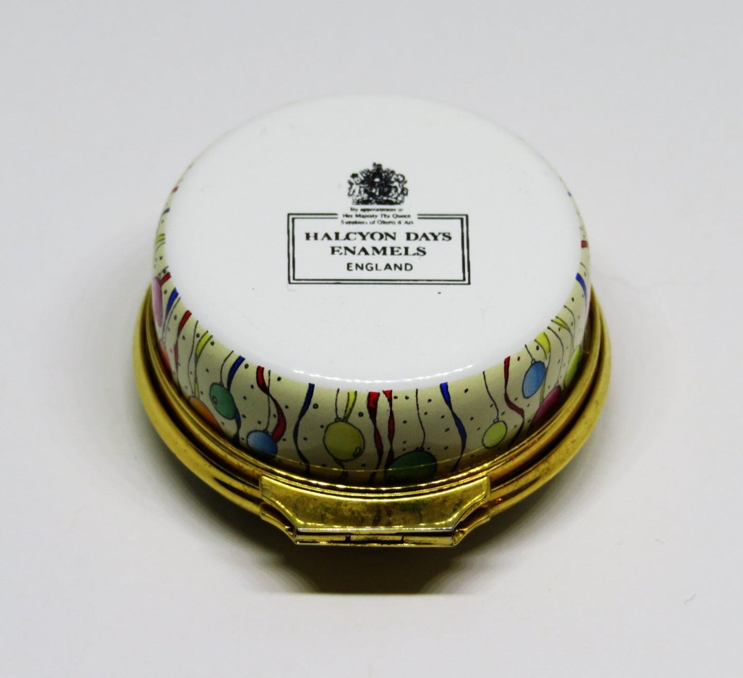HALCYON DAYS ENAMEL BOX - STRAWBERRY "HAPPY BIRTHDAY" CAKE - CANDLES & BALLOONS
