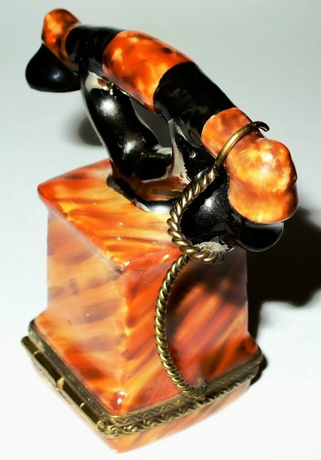 LIMOGES FRANCE BOX ~ ANTIQUE TELEPHONE & METAL CORD ~ LE 44/999 ~ PEINT MAIN