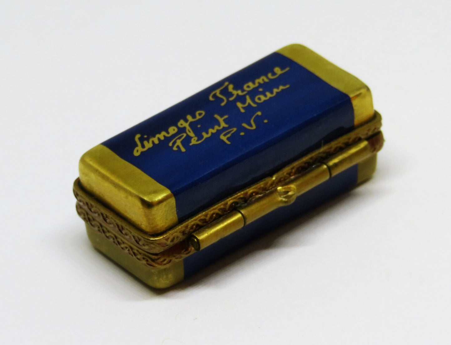 LIMOGES BOX ~PARRY-VIEILLE~ VINTAGE CASE & BLUES HARMONICA ~ MUSICAL INSTRUMENTS
