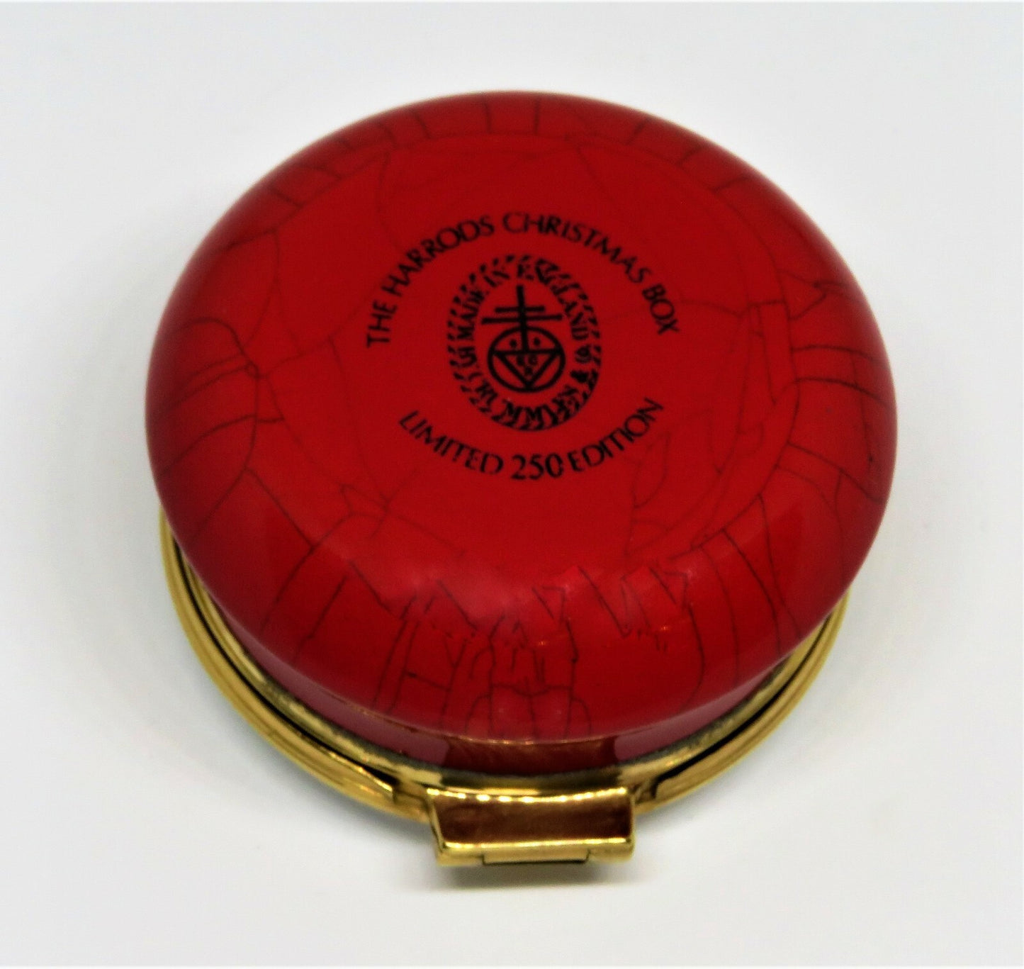 CRUMMLES ENAMEL BOX - HARRODS CHRISTMAS 1979 - TREE & CANDLES - HOLLY & RIBBONS