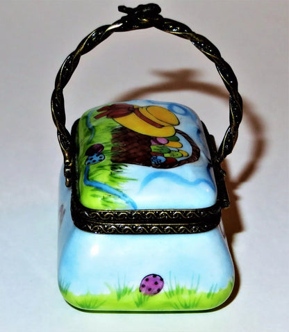 LIMOGES BOX - EASTER BASKET & COLORED EGGS - BONNET - BUNNY ~ LADYBUG
