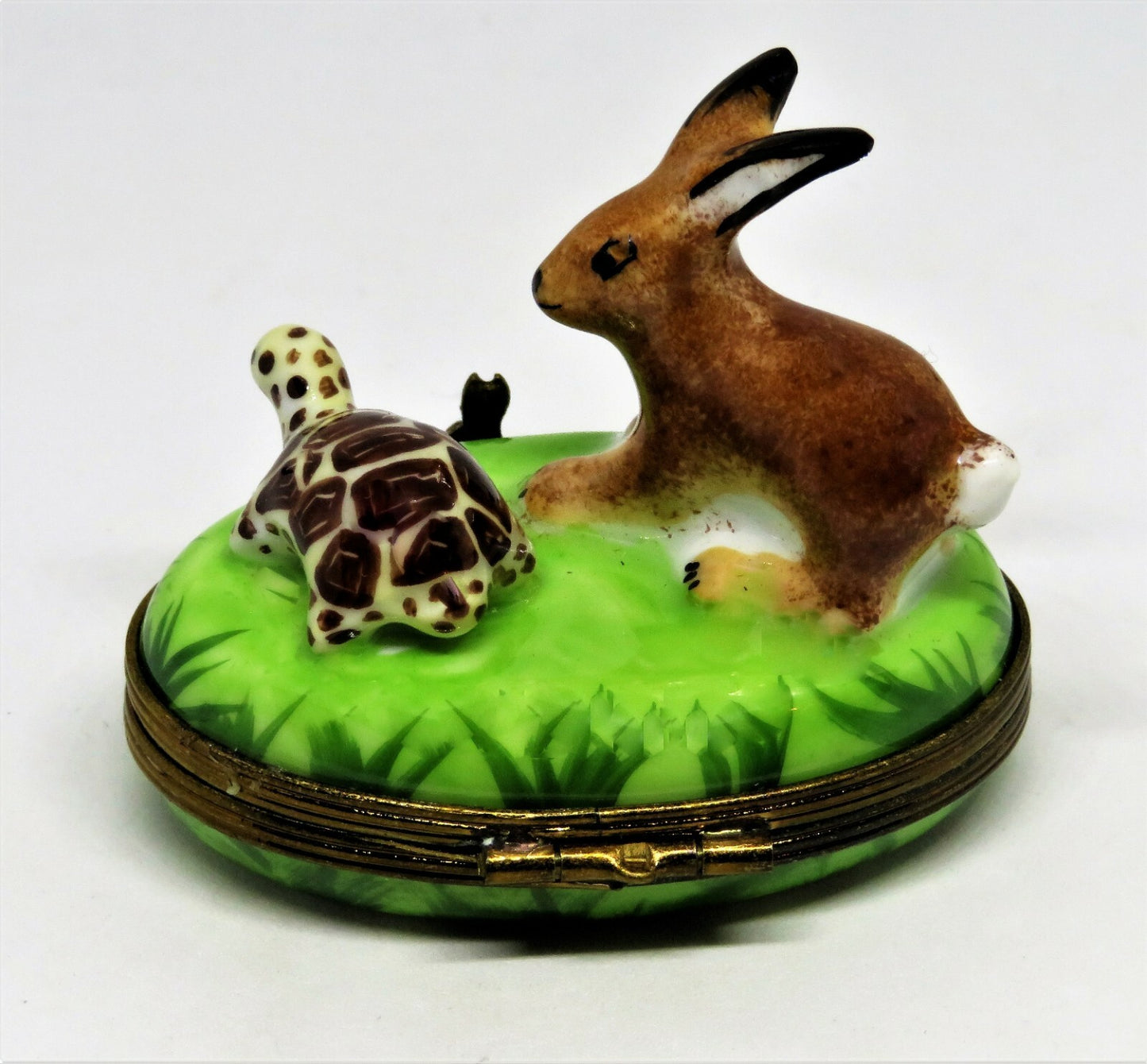 LIMOGES BOX - HARE & TORTOISE RACE - RABBIT & TURTLE -  BUNNY - AESOP'S FABLES