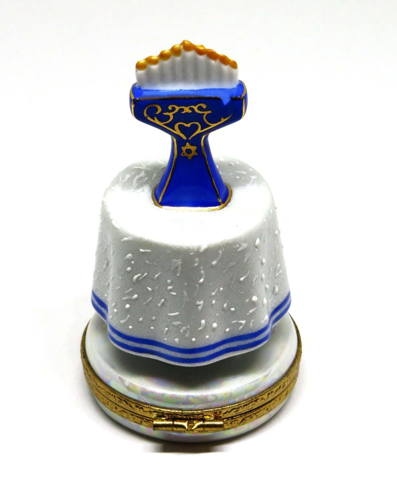 LIMOGES FRANCE BOX ~ JUDAICA ~ MENORAH ON A TABLE ~ HANUKKAH ~ JEWISH STAR