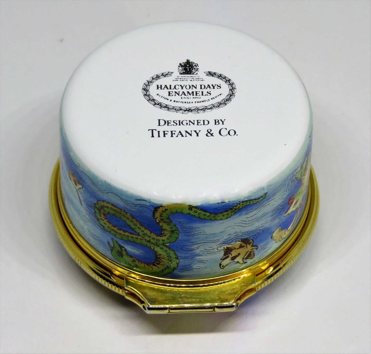 HALCYON DAYS ENAMEL BOX -TIFFANY & CO.- MAP & CHRISTOPHER COLUMBUS SAILING SHIPS