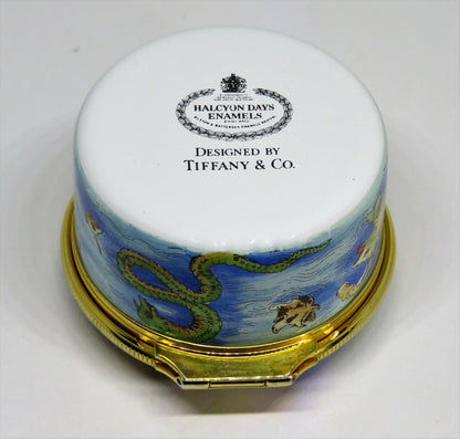 HALCYON DAYS ENAMEL BOX -TIFFANY & CO.- MAP & CHRISTOPHER COLUMBUS SAILING SHIPS