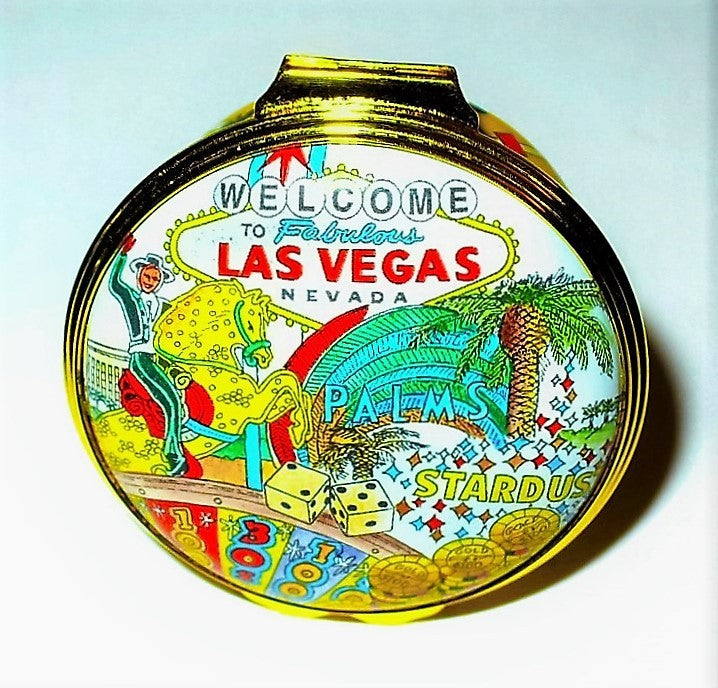 HALCYON DAYS ENAMEL BOX - LAS VEGAS - CASINOS & HOTELS - GAMING - GAMBLING - MIB