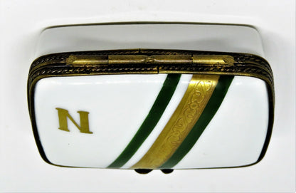 LIMOGES FRANCE BOX - NORDSTROM RECTANGLE - "N" - GOLD INCRUSTATION
