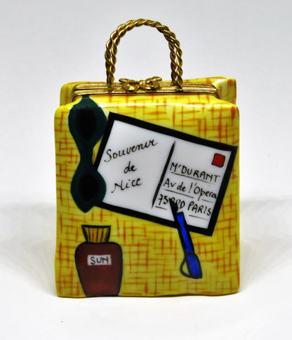 LIMOGES BOX~ LIMOGES IMPORTS ~ STRAW BEACH BAG ~ PURSE/TOTE BAG ~ FRENCH RIVIERA