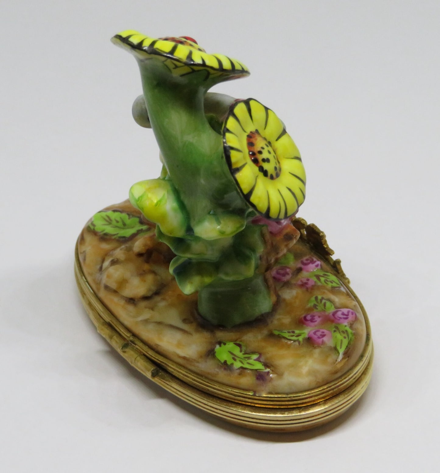 LIMOGES FRANCE BOX - MOUSE COUPLE & SUNFLOWERS - MICE IN LOVE - ANNVERSARY