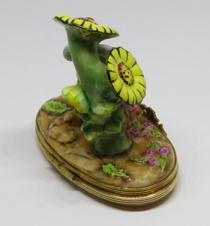 LIMOGES FRANCE BOX - MOUSE COUPLE & SUNFLOWERS - MICE IN LOVE - ANNVERSARY