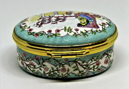 HALCYON DAYS ENAMEL BOX - FIRST TOURNAMENT OF ROSES PARADE - 1890 - PASADENA