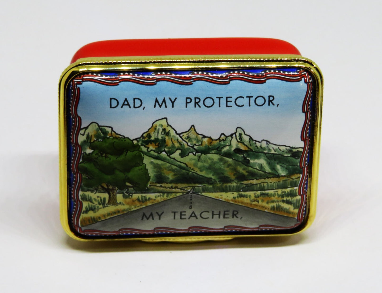 HALCYON DAYS ENGLISH ENAMEL BOX - "DAD, MY PROTECTOR, MY TEACHER" - FATHER'S DAY
