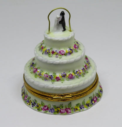 LIMOGES BOX - ARTORIA - WEDDING CAKE & METAL ARCH - BRIDE & GROOM - FLOWERS - LE
