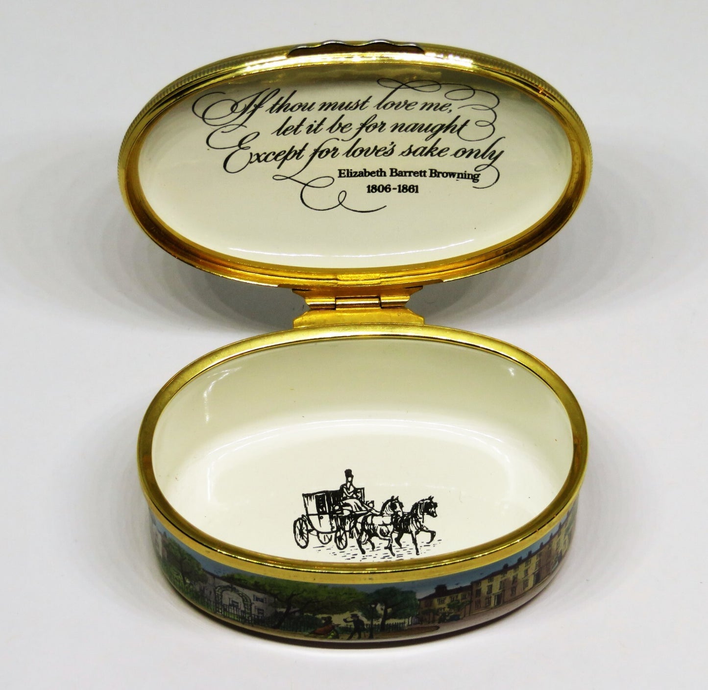 HALCYON DAYS ENAMEL - "THE LOVERS' BOX" - ELIZABETH BARRETT BROWNING POEM