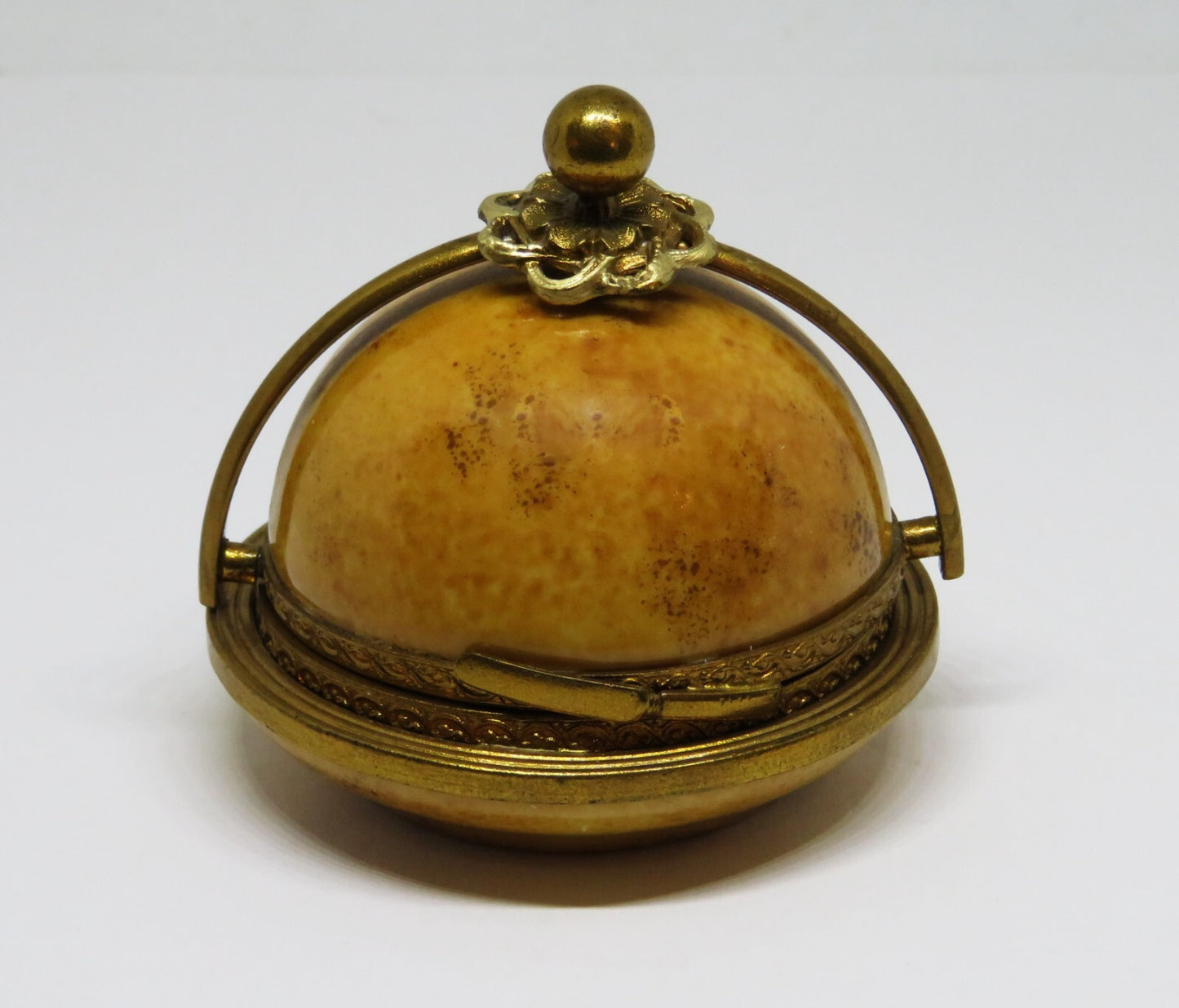LIMOGES FRANCE BOX - DOMED CHEESE SERVER & KNIFE - CAMEMBERT - FROMAGE & LEAVES