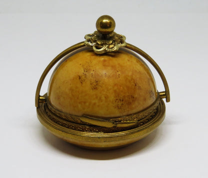 LIMOGES FRANCE BOX - DOMED CHEESE SERVER & KNIFE - CAMEMBERT - FROMAGE & LEAVES