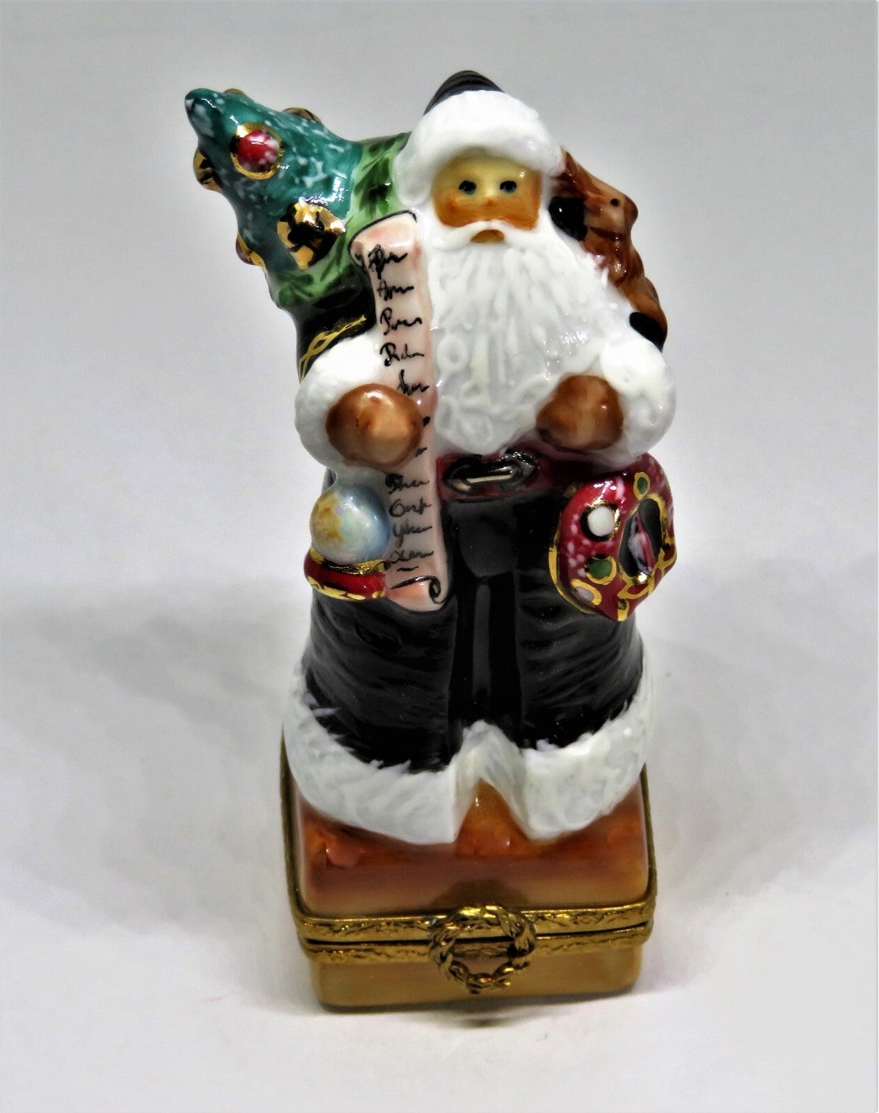 LIMOGES FRANCE BOX - CHRISTMAS - SANTA CLAUS - LYNN HANEY - "REINDEER CROSSING"