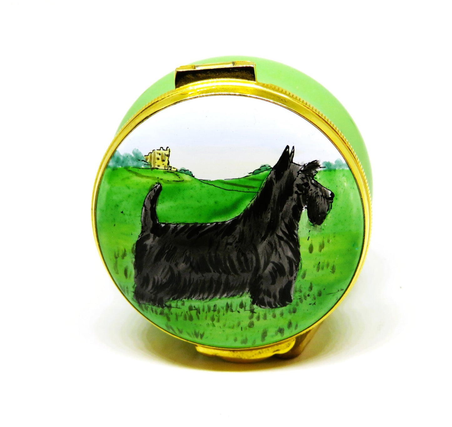 CRUMMLES ENGLISH ENAMEL BOX - SCOTTISH TERRIER PUPPY - DOG - SCOTTY - SCOTTIE